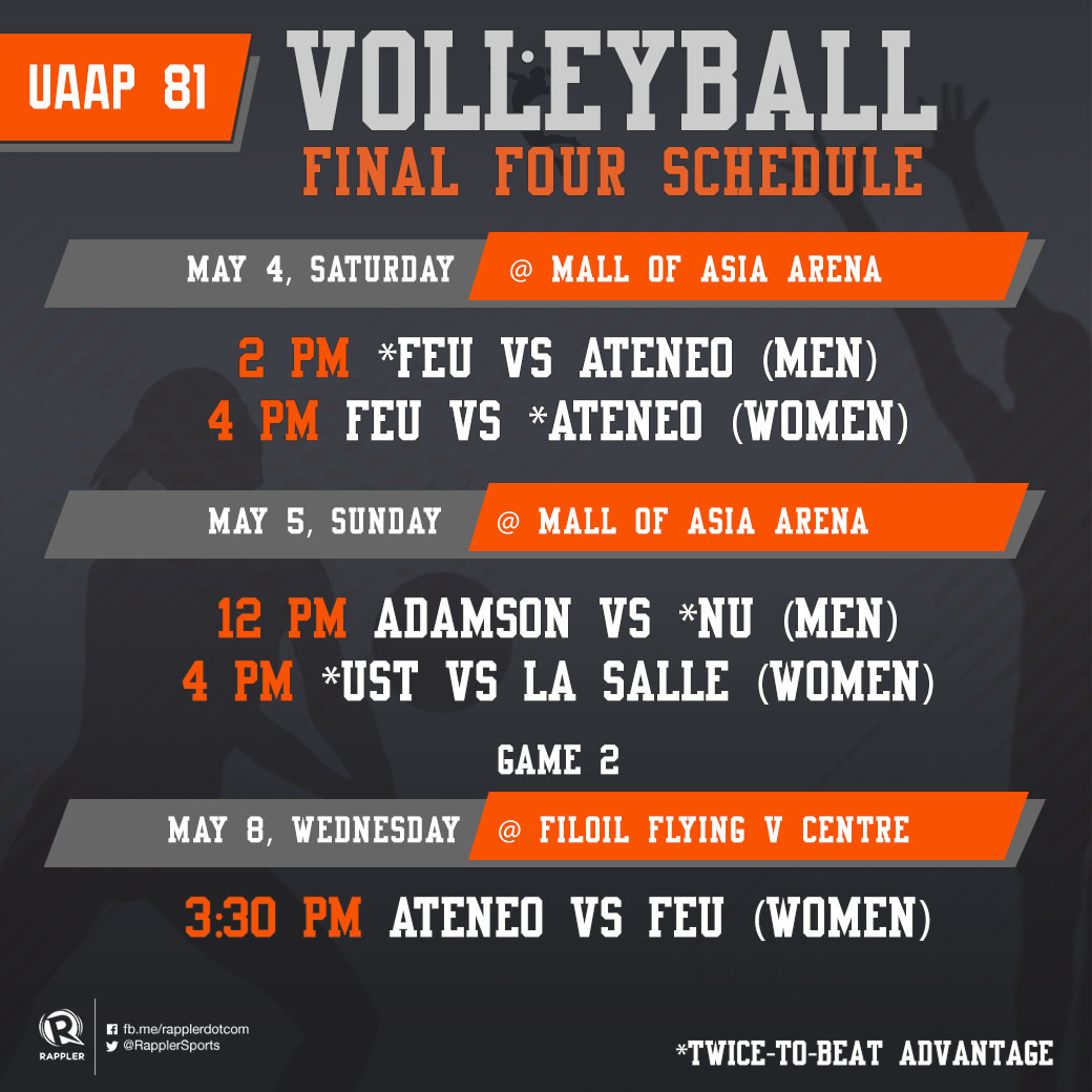 GAME SCHEDULE UAAP Season 81 Volleyball Final Four
