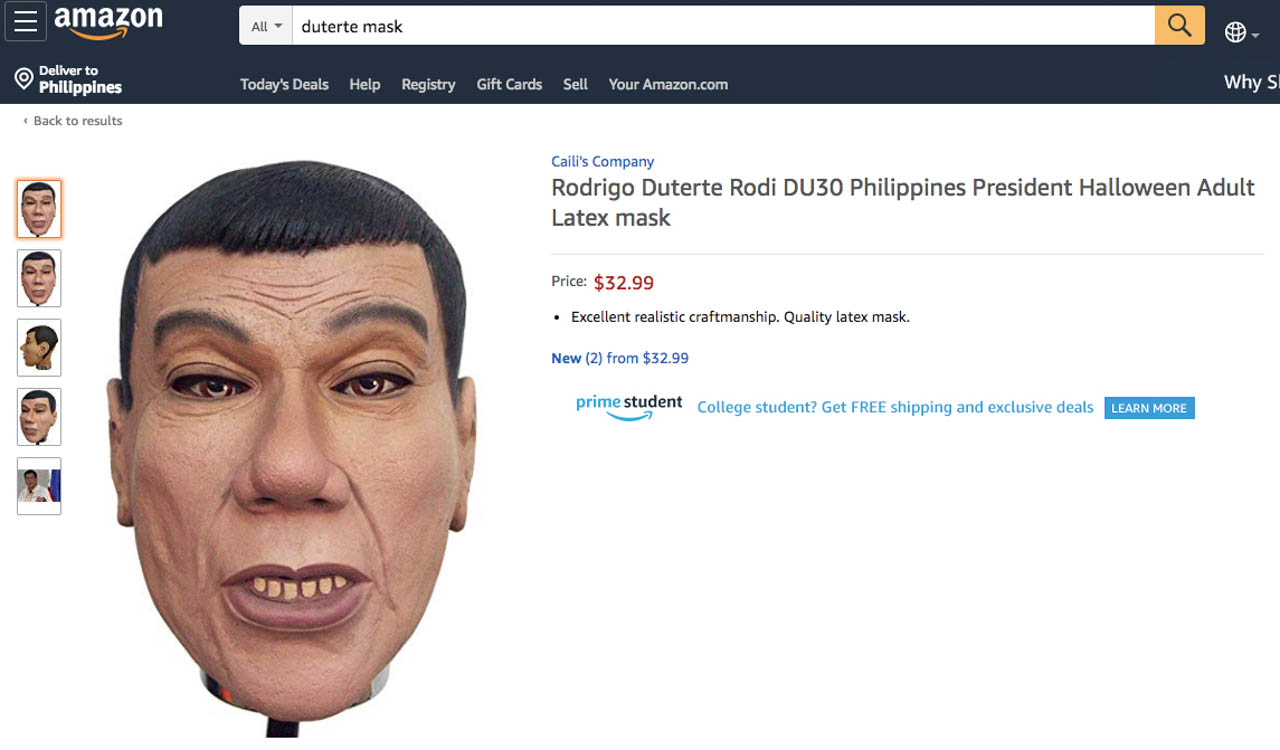 Trick Or Treat I Hate Drugs Duterte Halloween Masks For Sale On Amazon