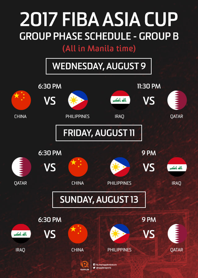 SCHEDULE FIBA Asia Cup 2017