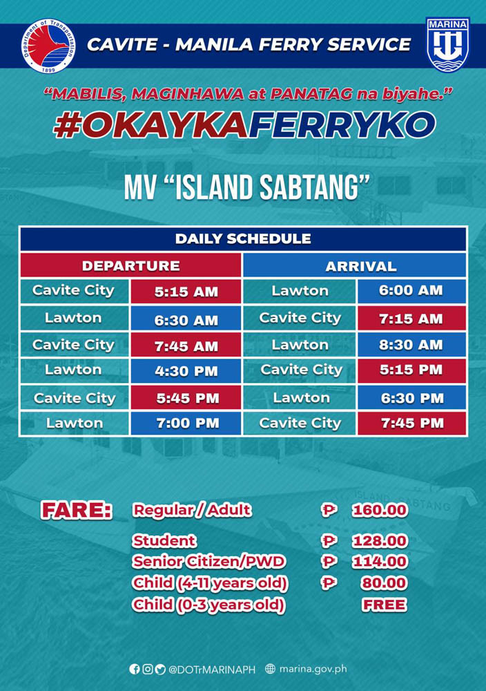 Cavite City-Lawton ferry service will be free until January 31